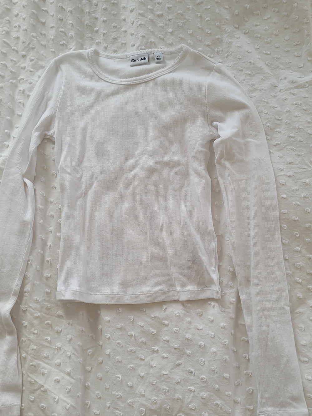 Sunday Best White Long-Sleeve Ribbed Tee